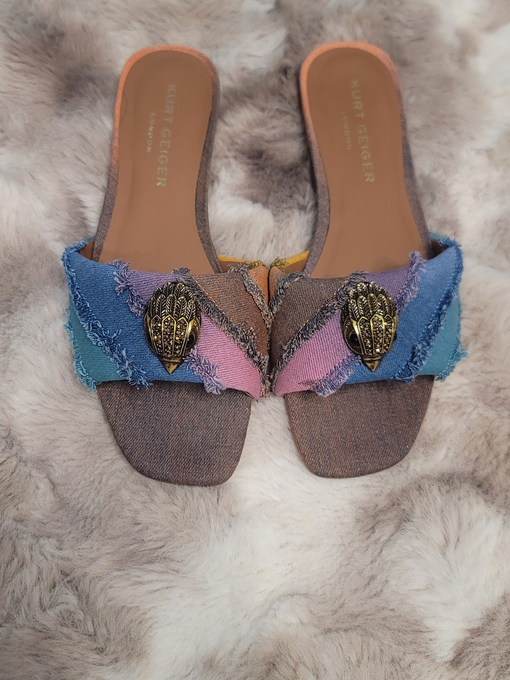 Kurt Geiger Multicolor Denim Slide Sandals